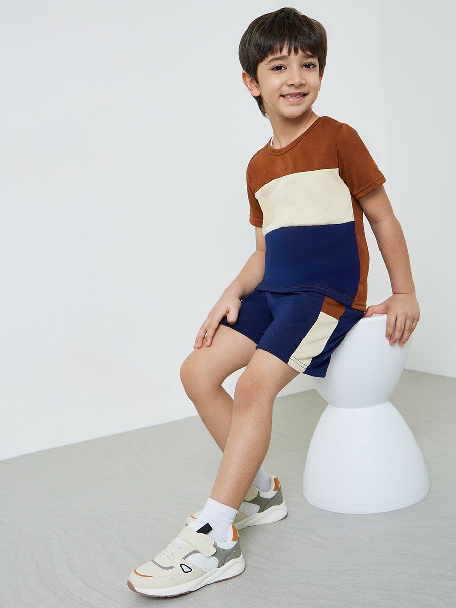 Boys Color Block T-Shirt and Shorts Set