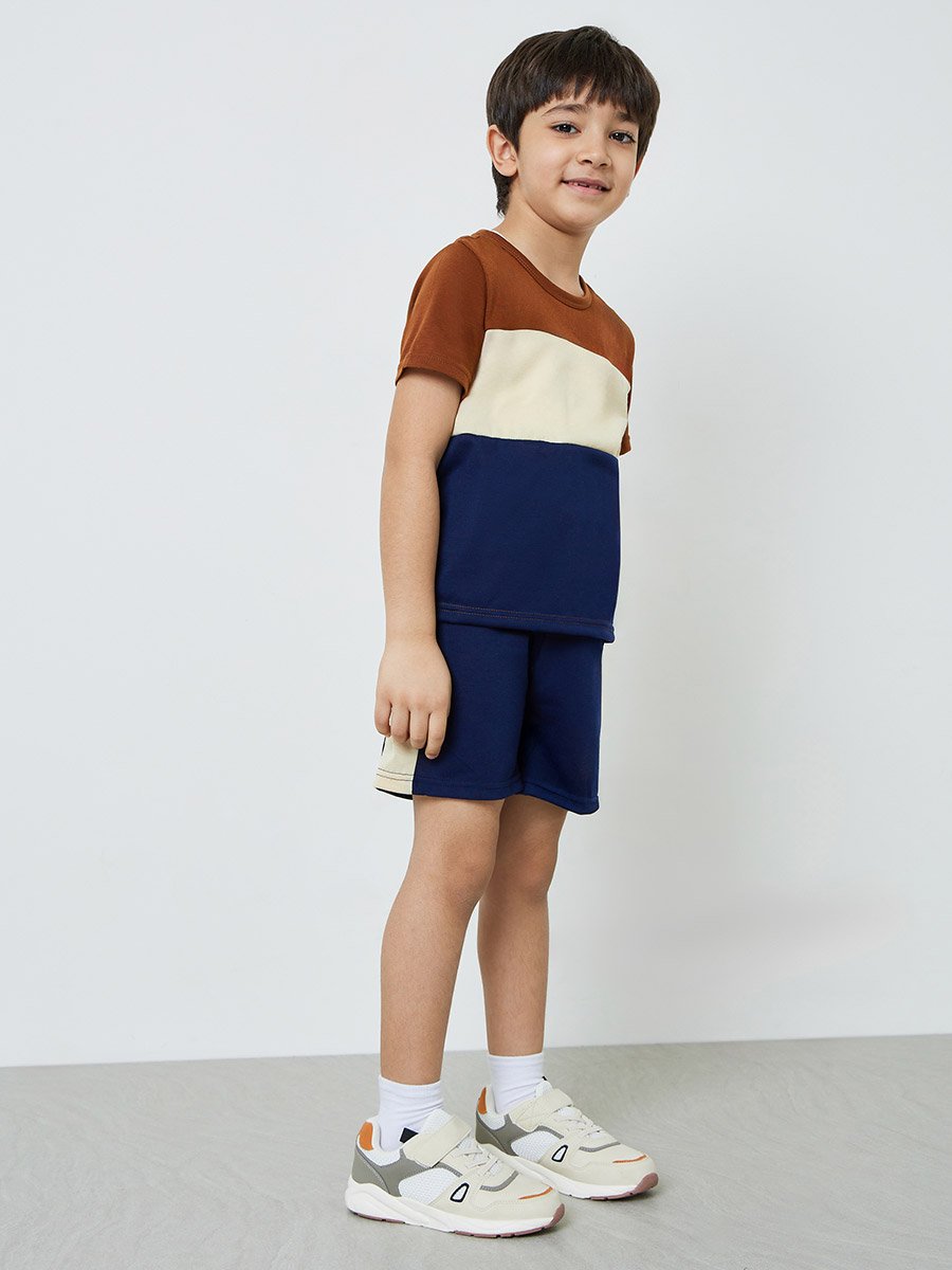 Boys Color Block T-Shirt and Shorts Set
