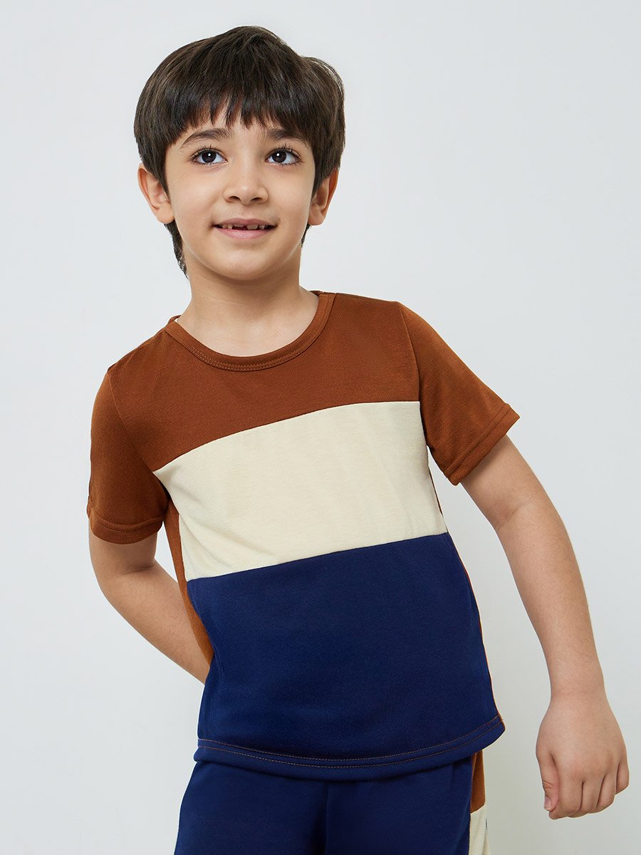 Boys Color Block T-Shirt and Shorts Set
