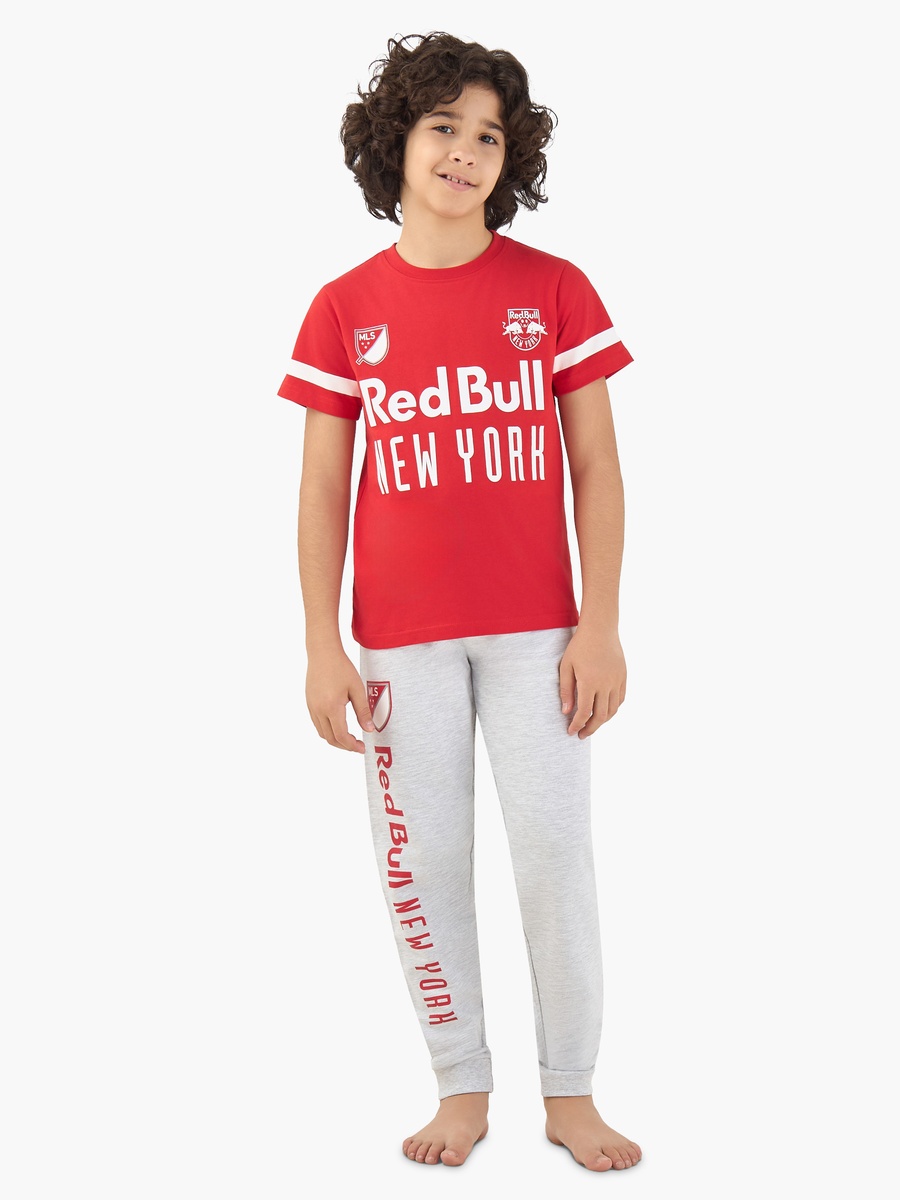 Disney Cotton Crew Neck Short Sleeves Pyjama Set with New York Red Bulls Print