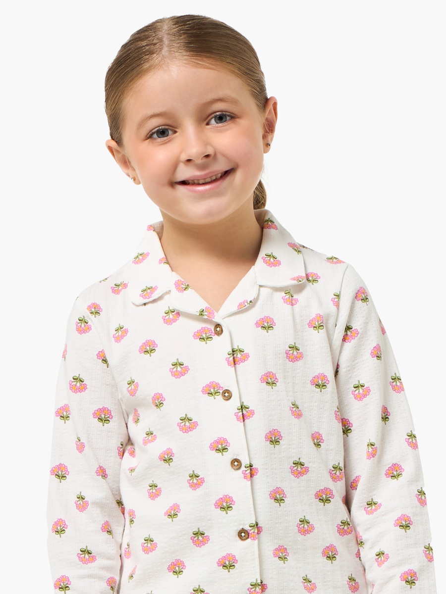 Cotton Collared Long Sleeves Pyjama Set with Floral Print