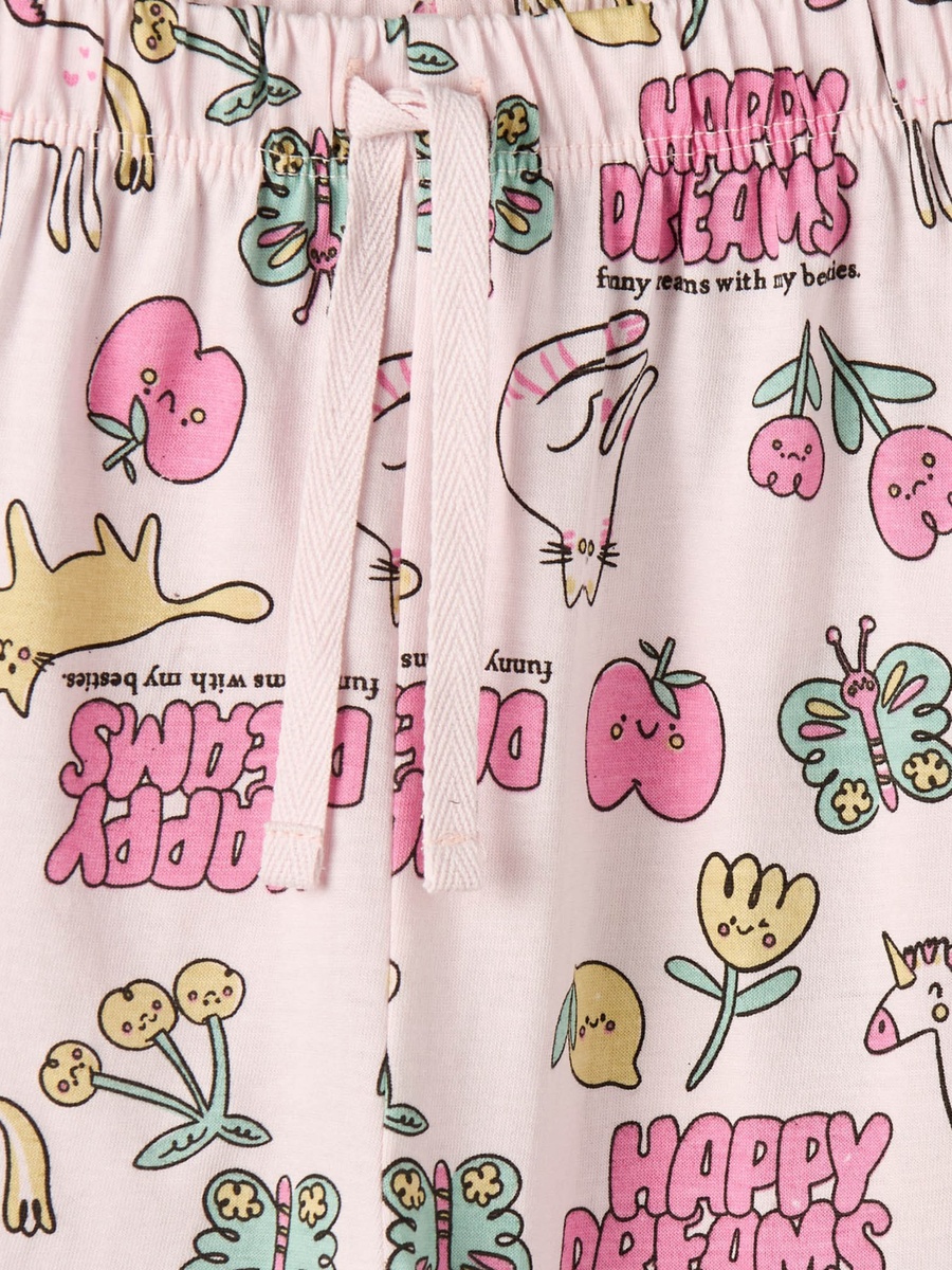 Cotton Crew Neck Long Sleeves Pyjama Set with Print