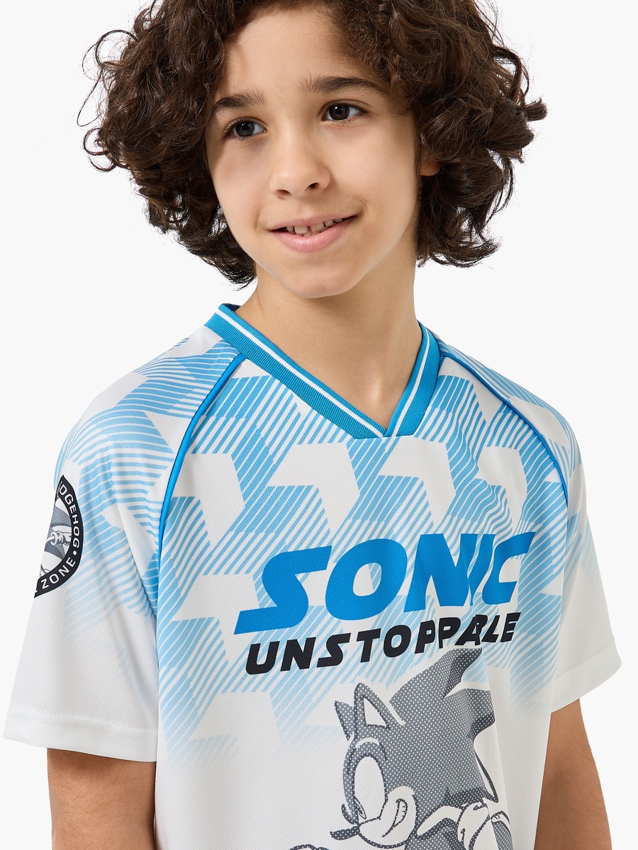 V Neck Short Sleeves T-Shirt and Shorts Set with Sonic Print