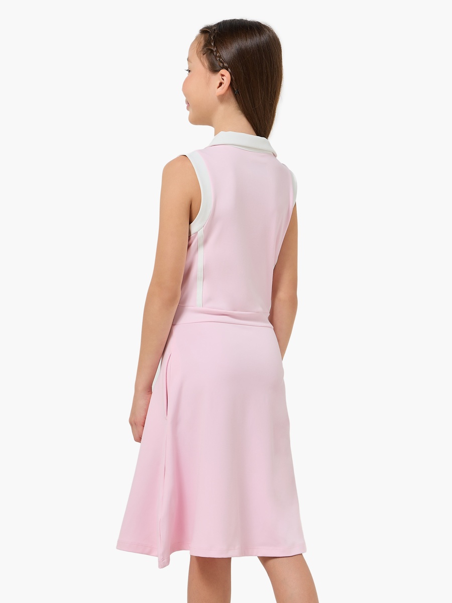 Collared Sleeveless Knee Length Dress with Pockets