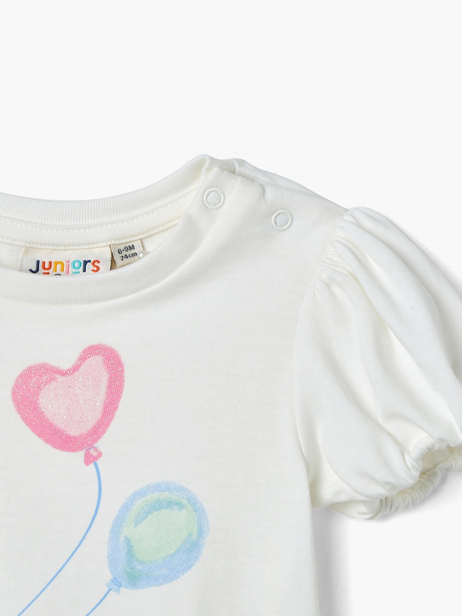 Printed T-Shirt with Balloon Sleeves