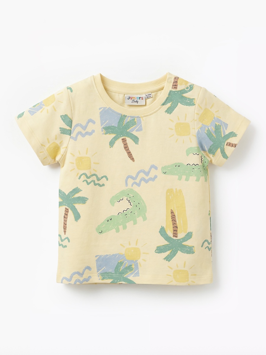 Round Neck Short Sleeves T-Shirt with Alligator Print