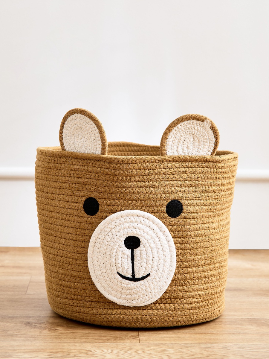 Bear Applique Rope Storage Basket
