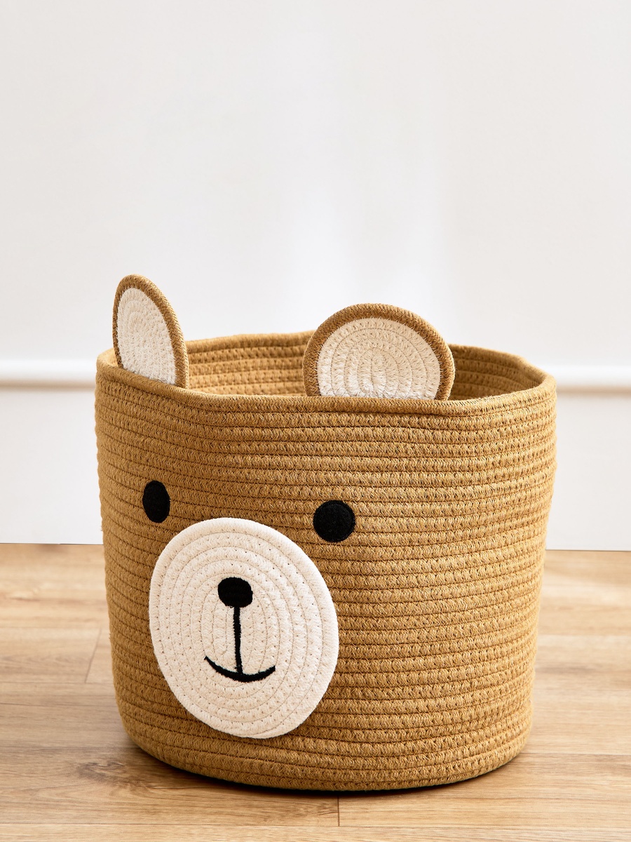 Bear Applique Rope Storage Basket