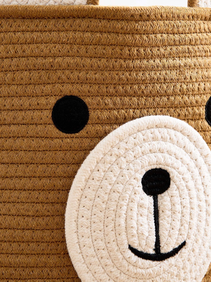 Bear Applique Rope Storage Basket