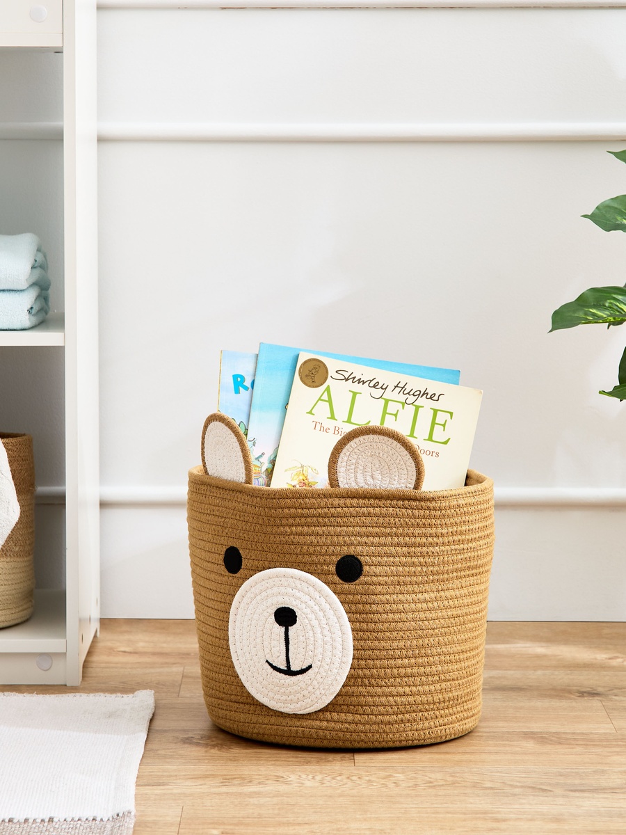 Bear Applique Rope Storage Basket