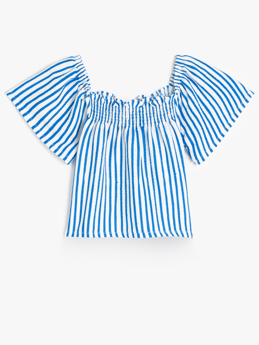 Striped Smocked Square Neck Blouse