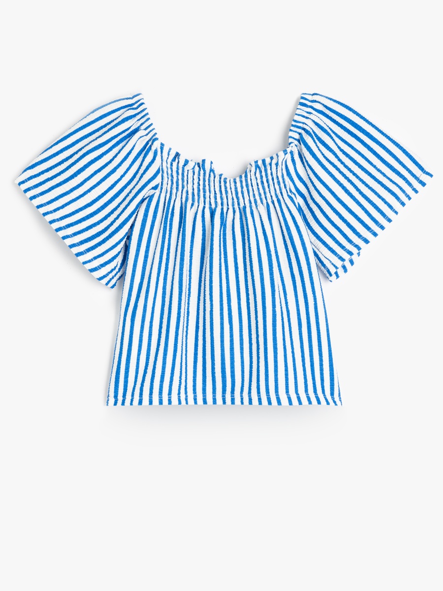Striped Smocked Square Neck Blouse