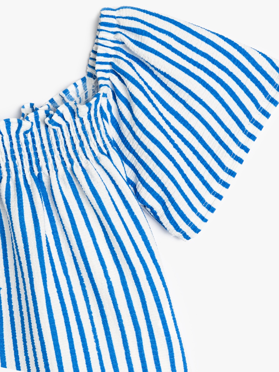 Striped Smocked Square Neck Blouse