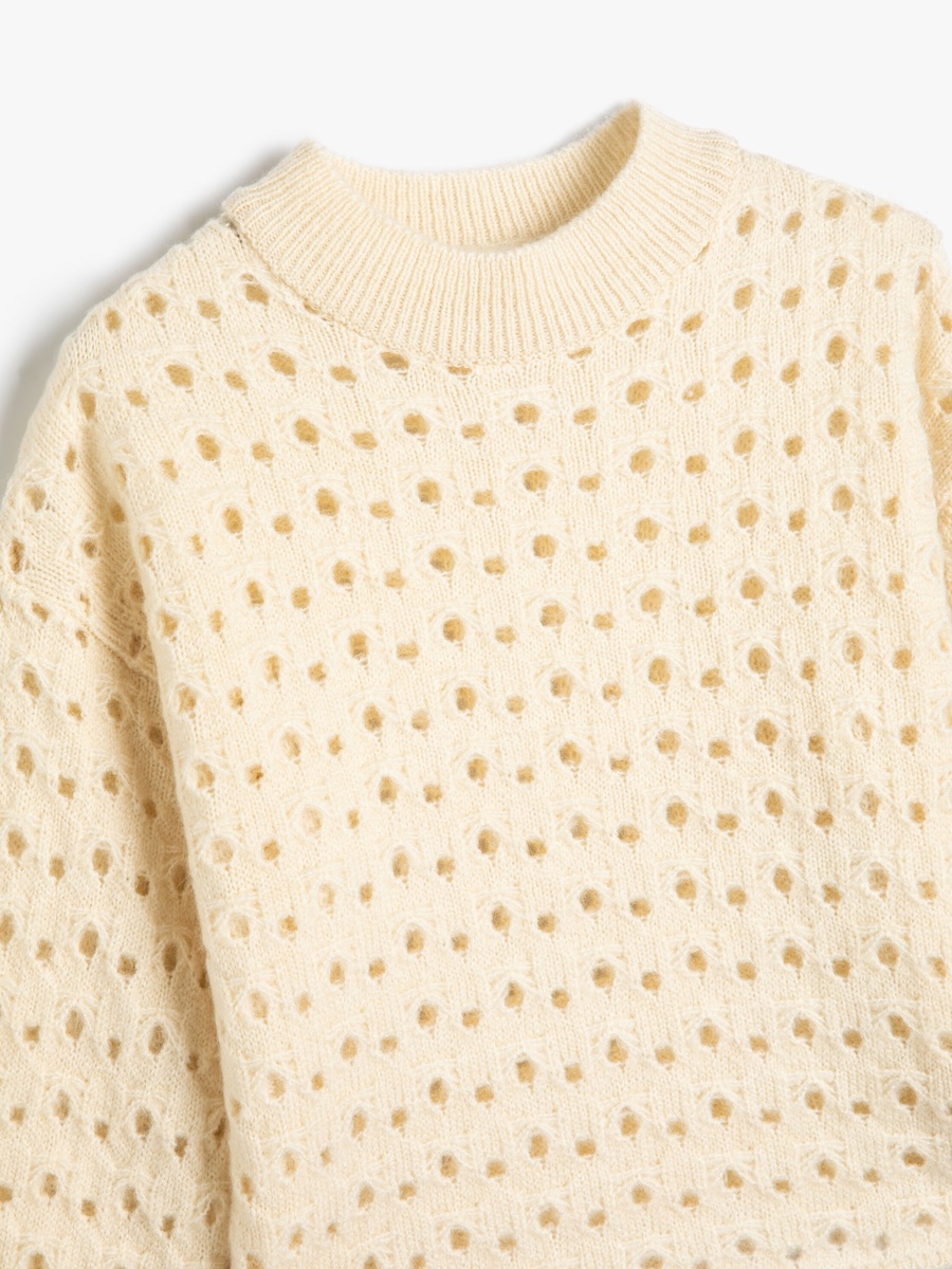 Open Knit Half Turtle Neck Sweater
