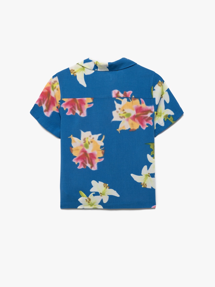 Floral Print Short Sleeves Viscose Shirt