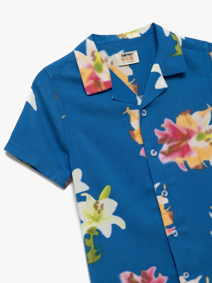 Floral Print Short Sleeves Viscose Shirt
