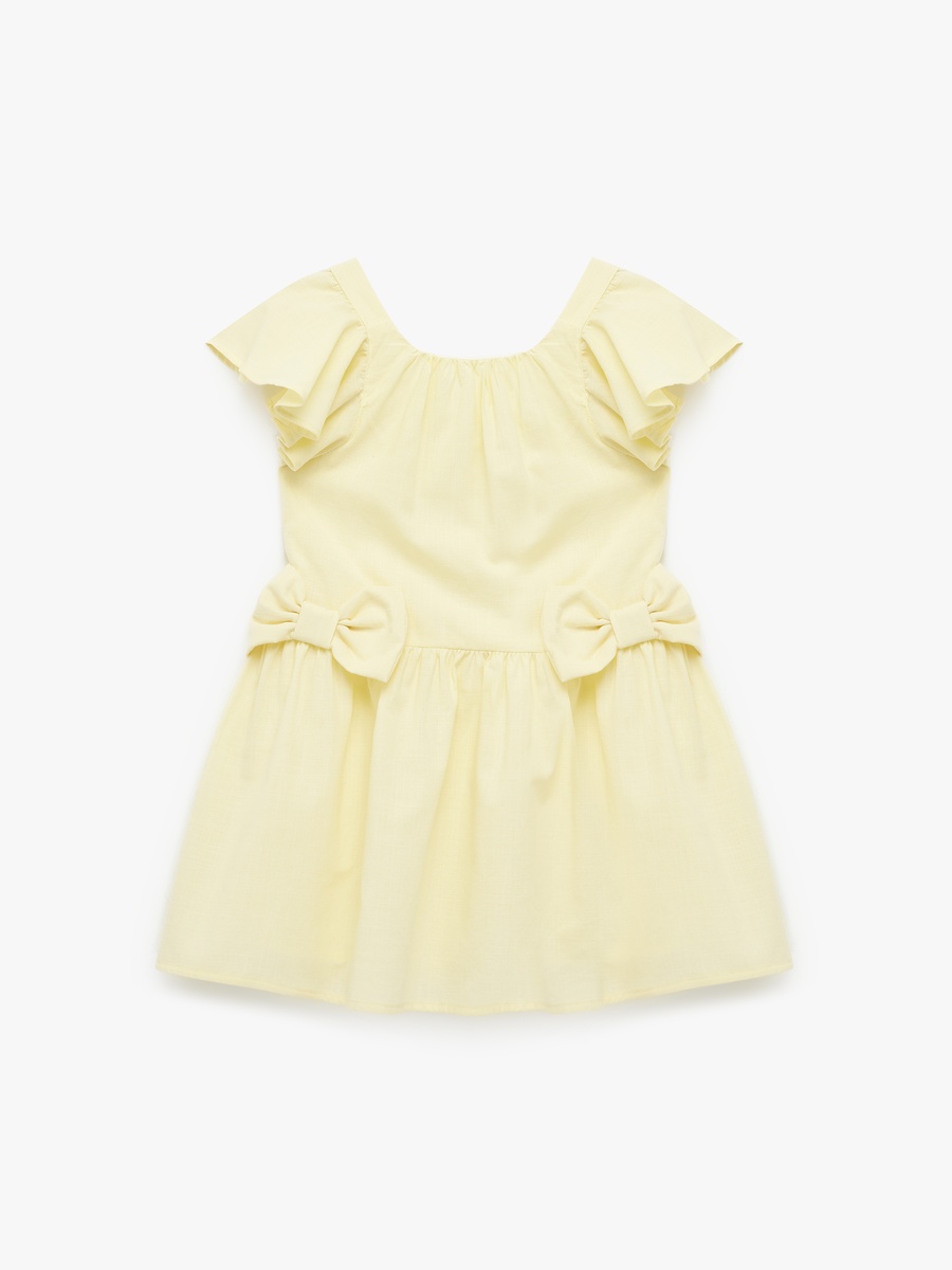 Solid Flared Sleeve Dress with Bow Detail