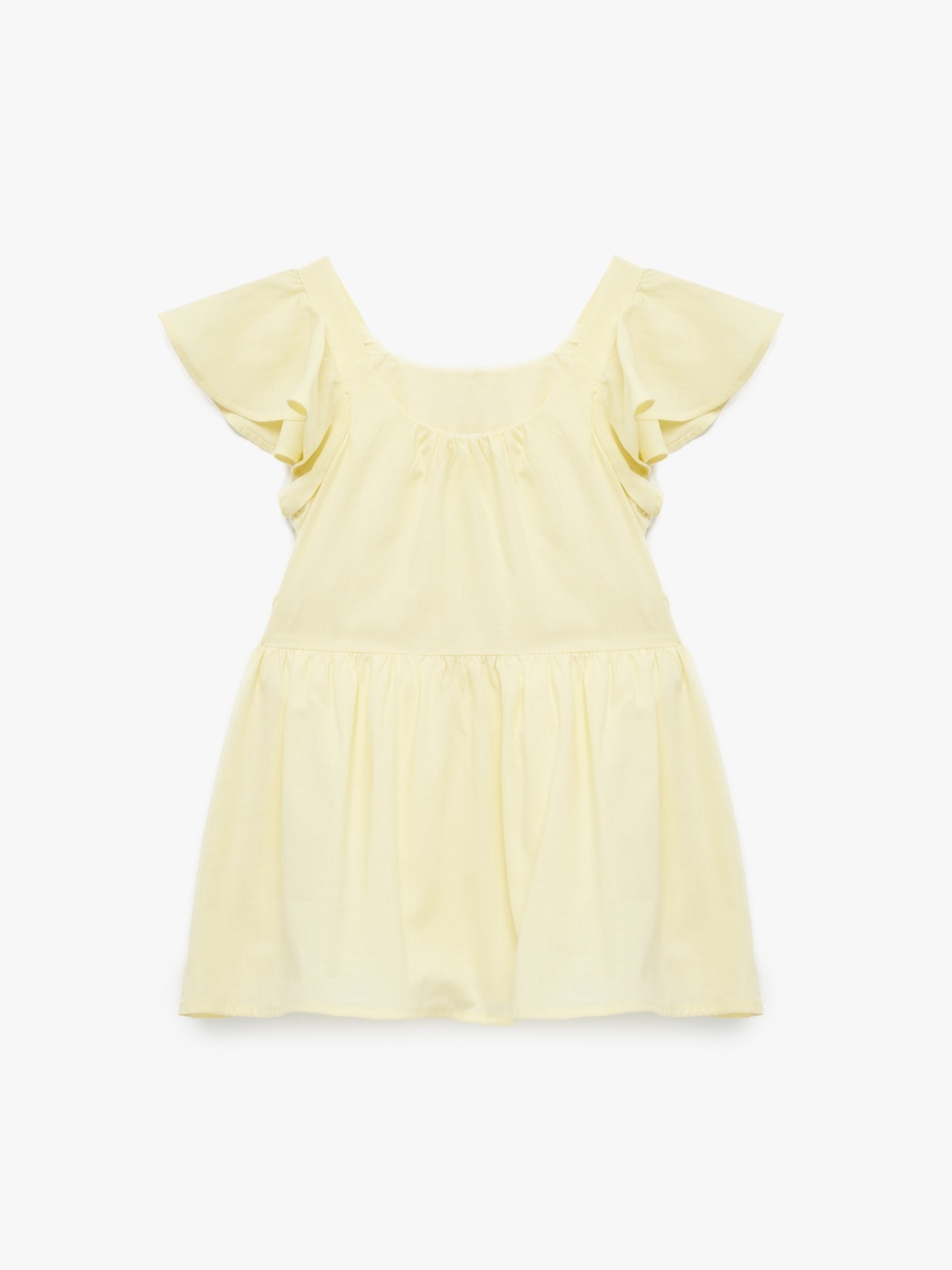 Solid Flared Sleeve Dress with Bow Detail