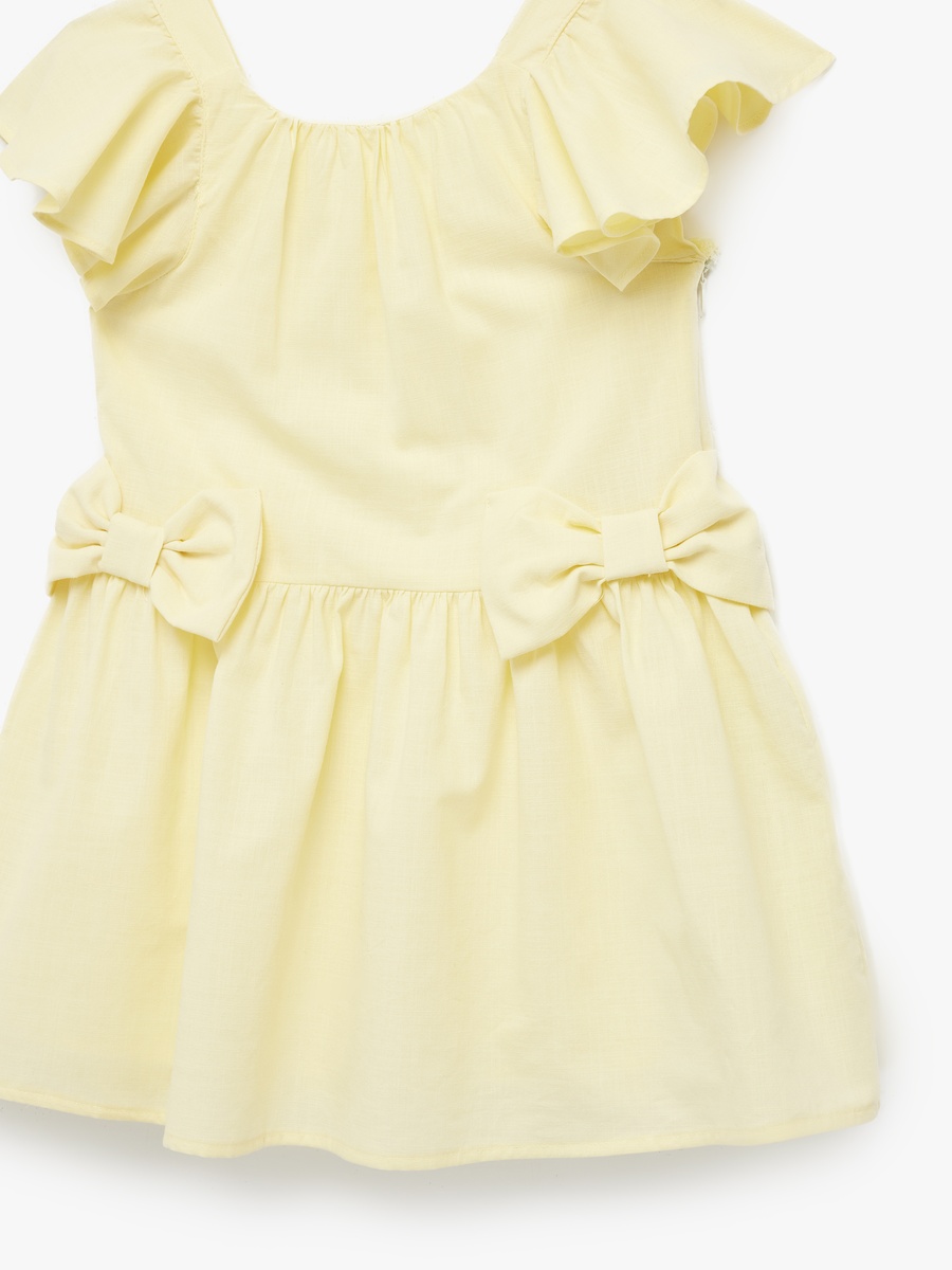Solid Flared Sleeve Dress with Bow Detail