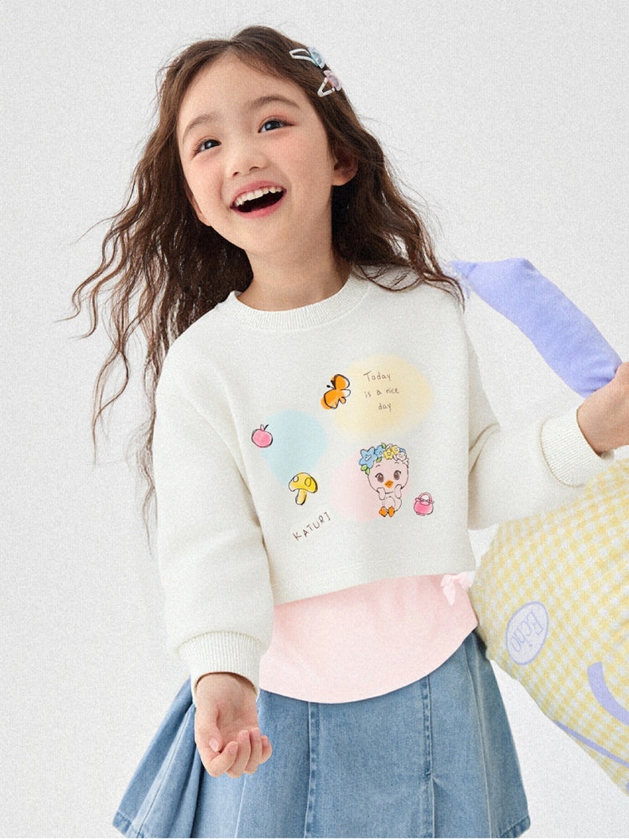 Girls Printed Layered Sweatshirt