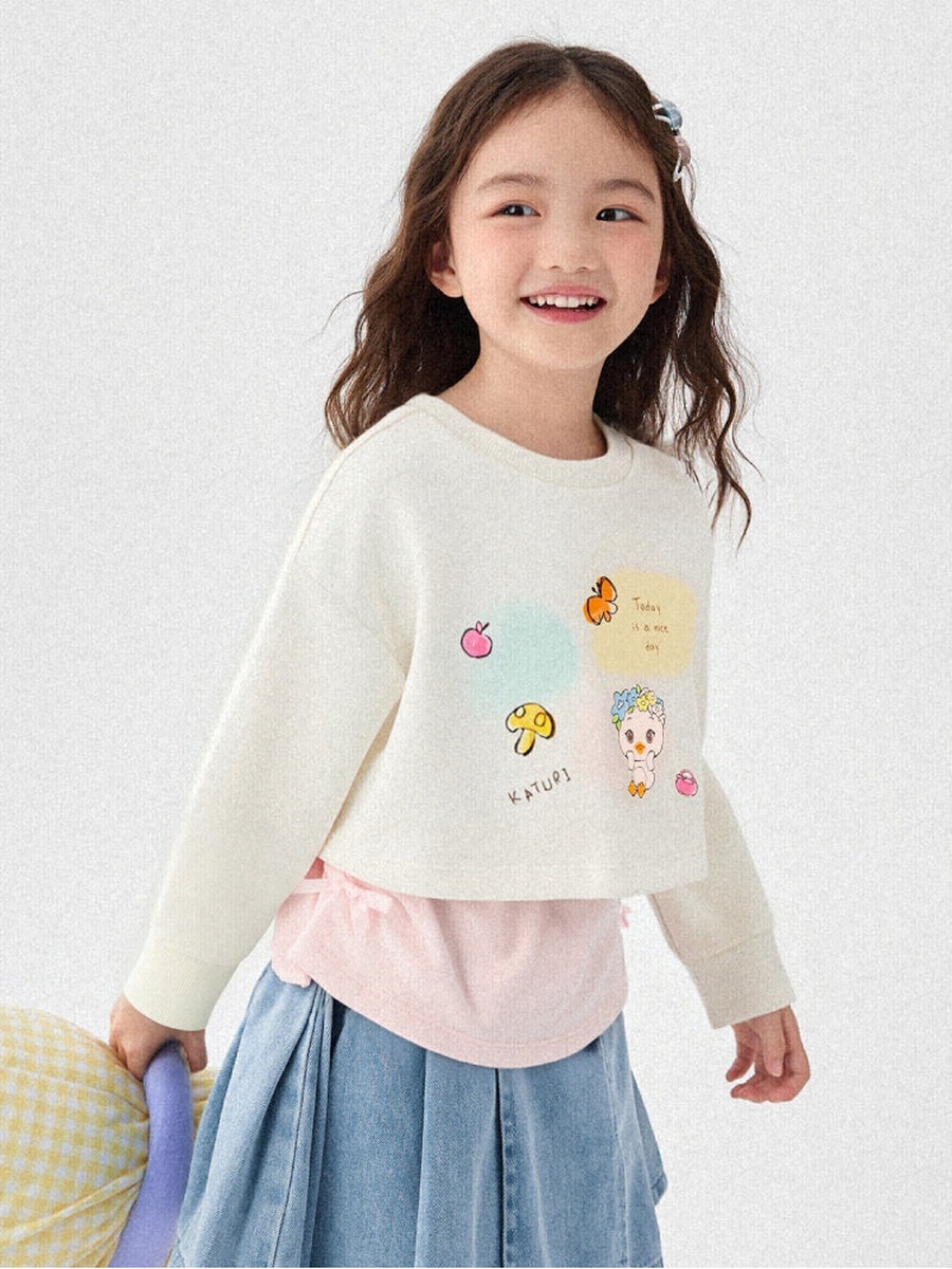 Girls Printed Layered Sweatshirt