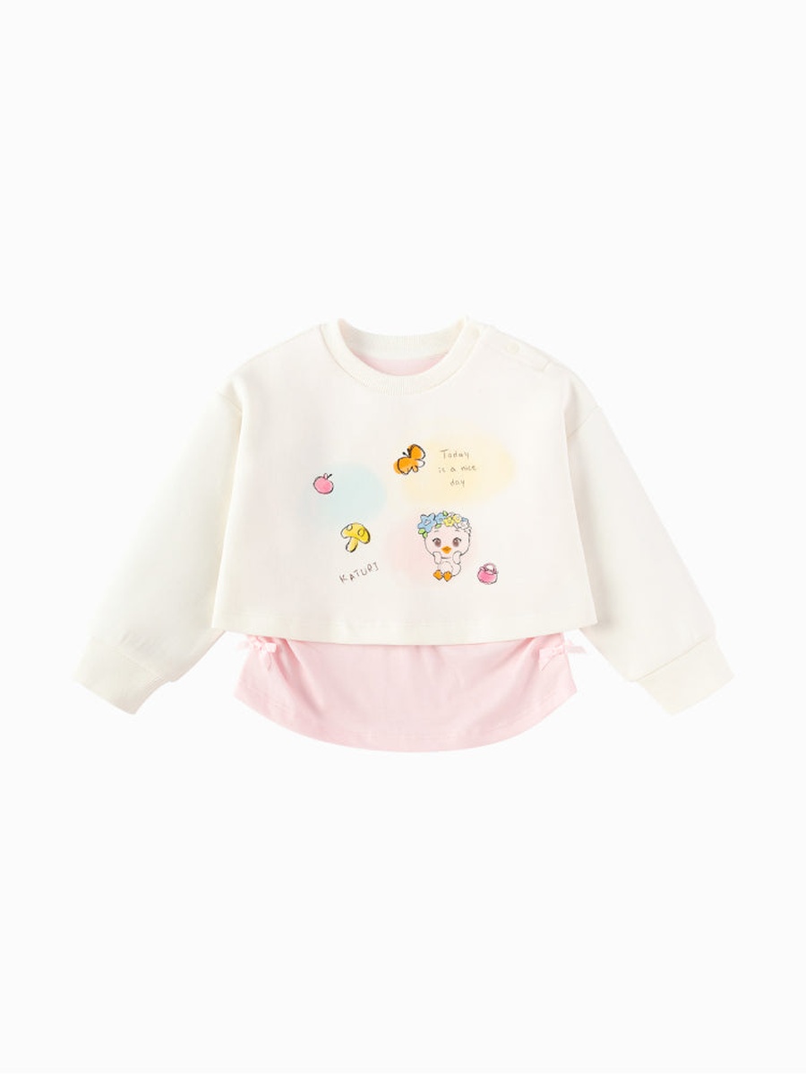 Girls Printed Layered Sweatshirt