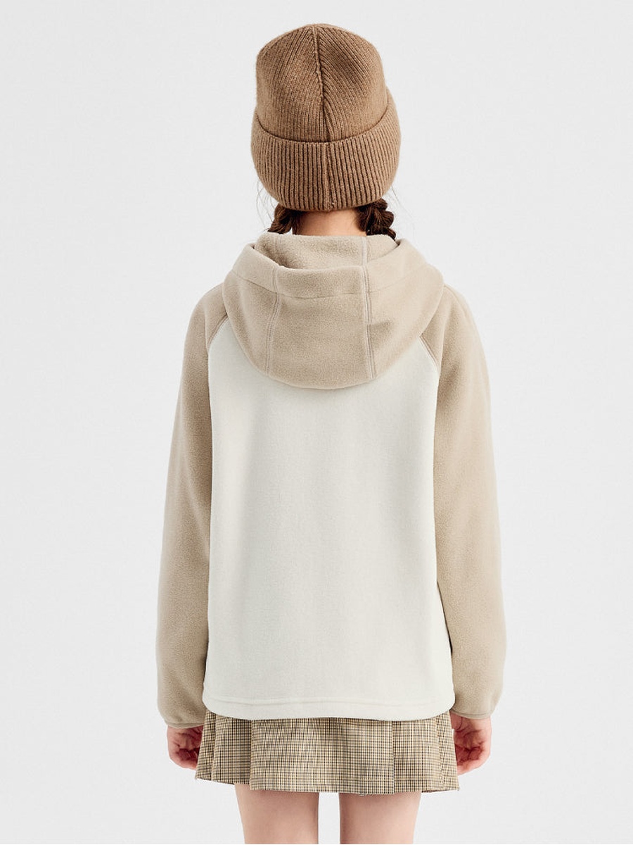 Hooded Zip-Up Jacket with Contrast Sleeves
