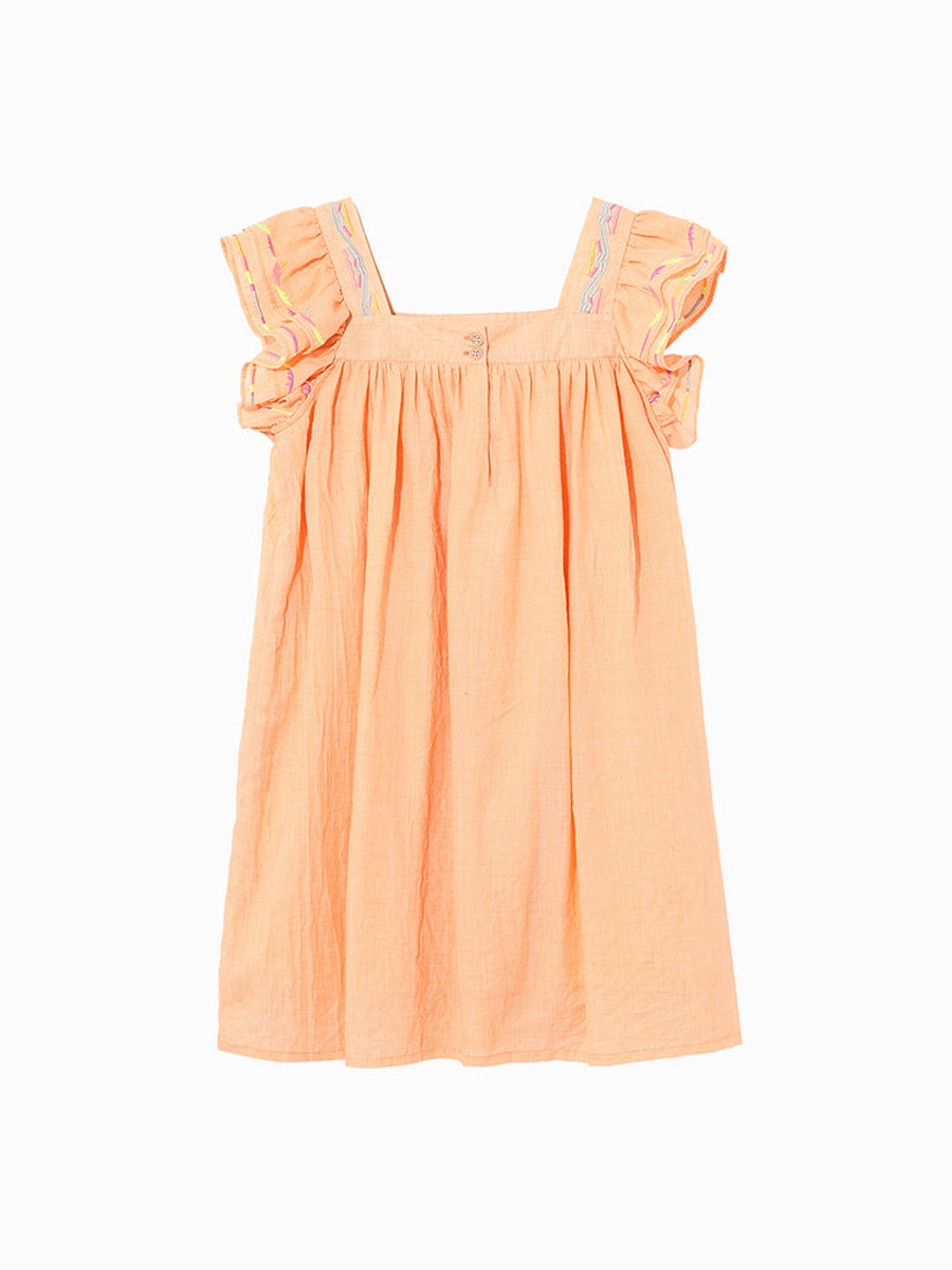 Girls Embroidered Ruffle Sleeve Dress