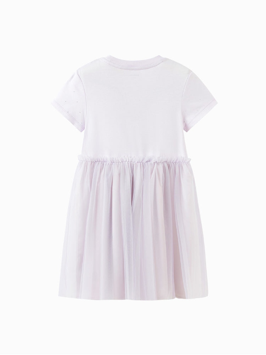 Girls Embellished Short Sleeves Dress with Bow Detail