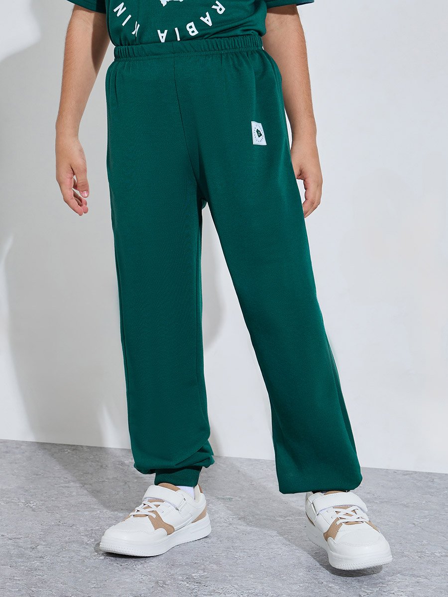 Teen Boys Dark Green KSA National Day Oversized T-Shirt and Joggers Set