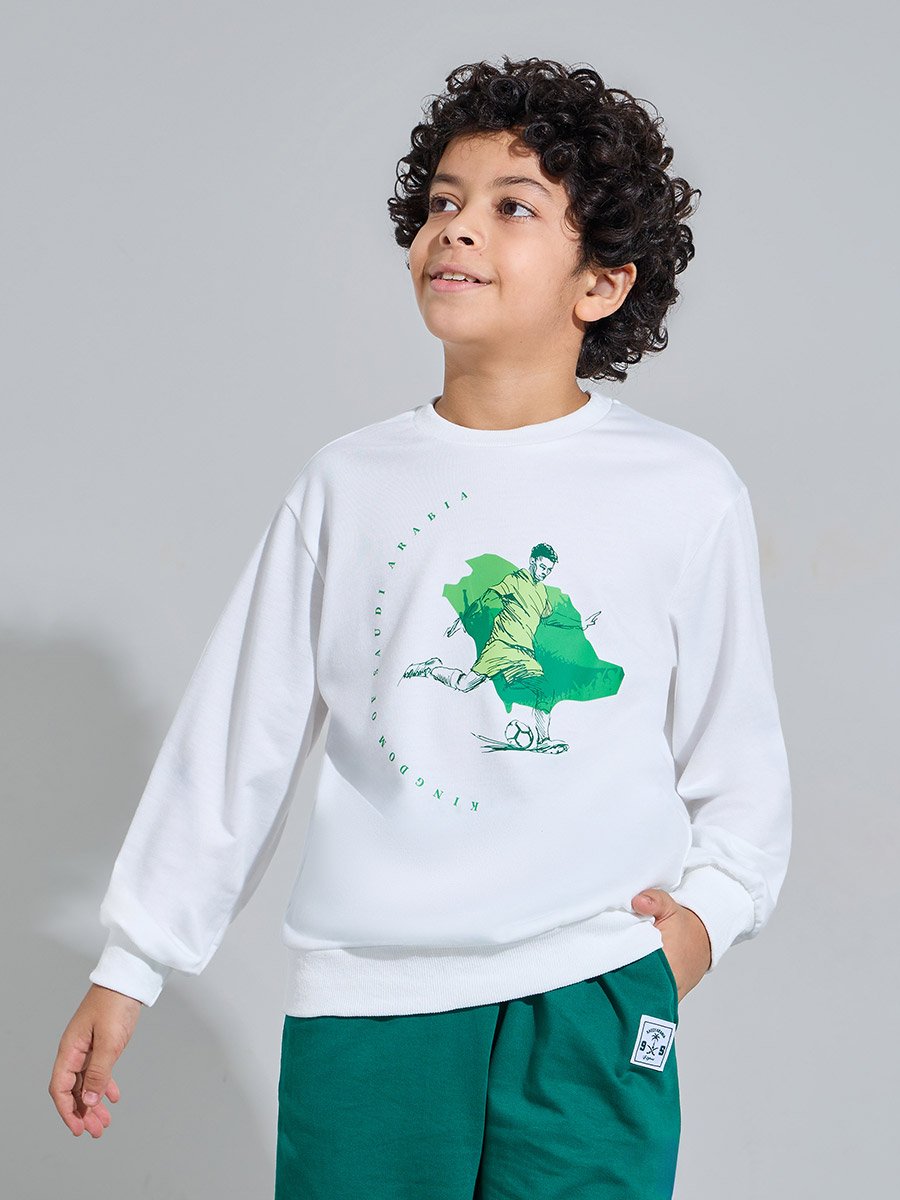 Teen Boys Off White Graphic Print Oversized Sweater