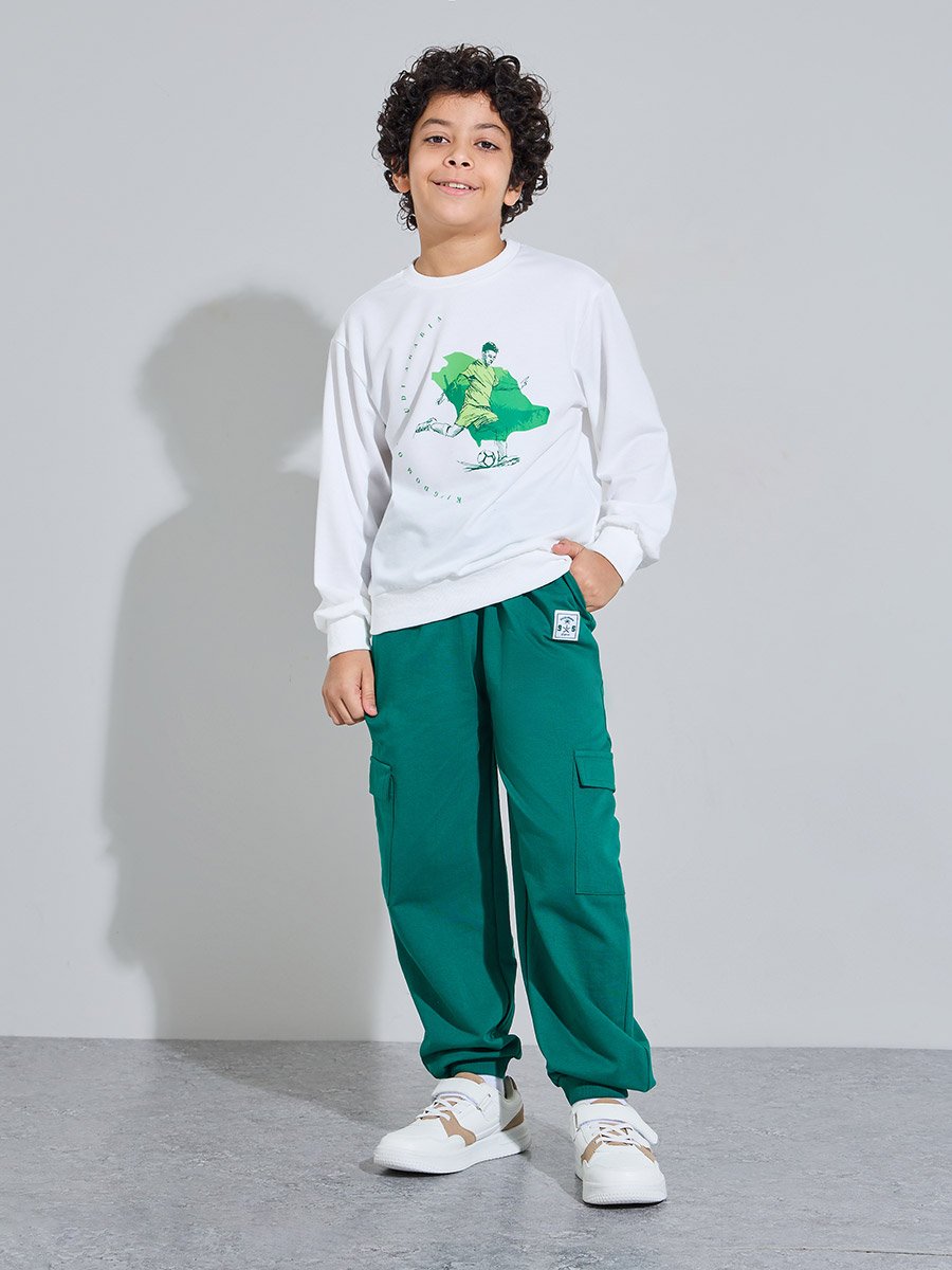 Teen Boys Off White Graphic Print Oversized Sweater