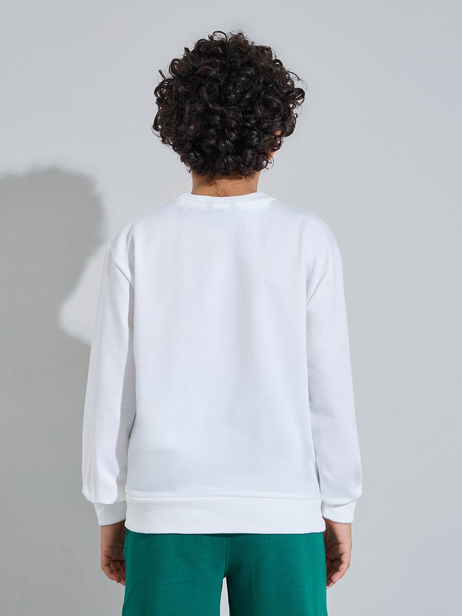 Teen Boys Off White Graphic Print Oversized Sweater