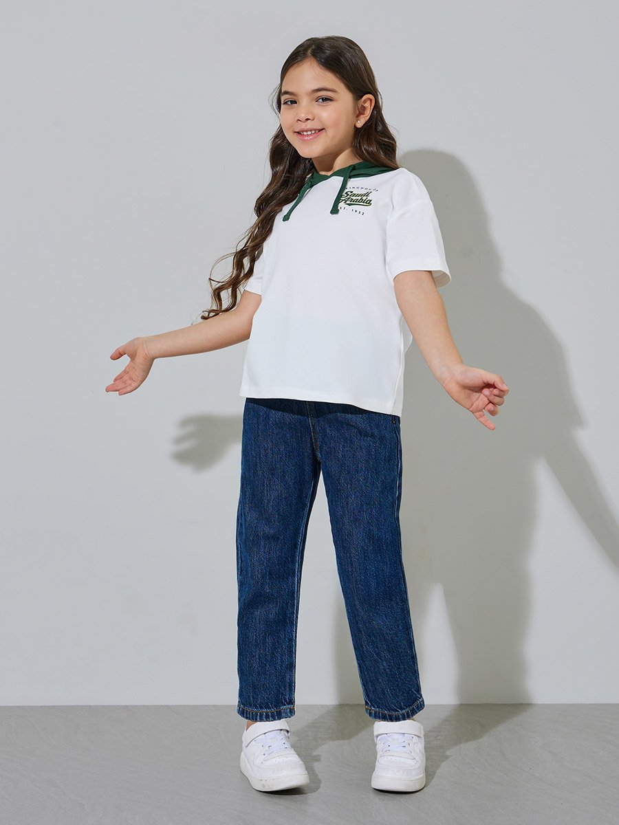 Girls Off White KSA National Day Print Hooded T-Shirt