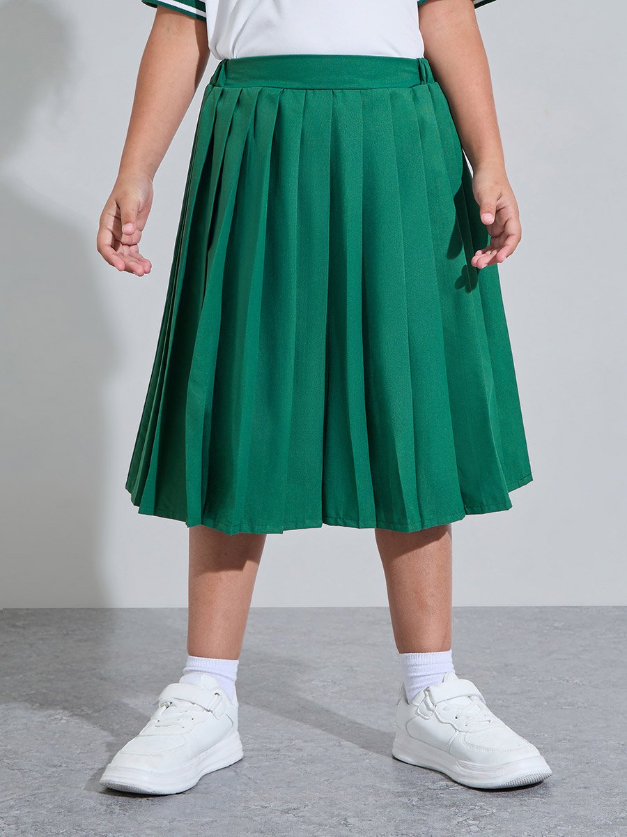 Teen Girls KSA National Day Polo and Pleated Skirt Set