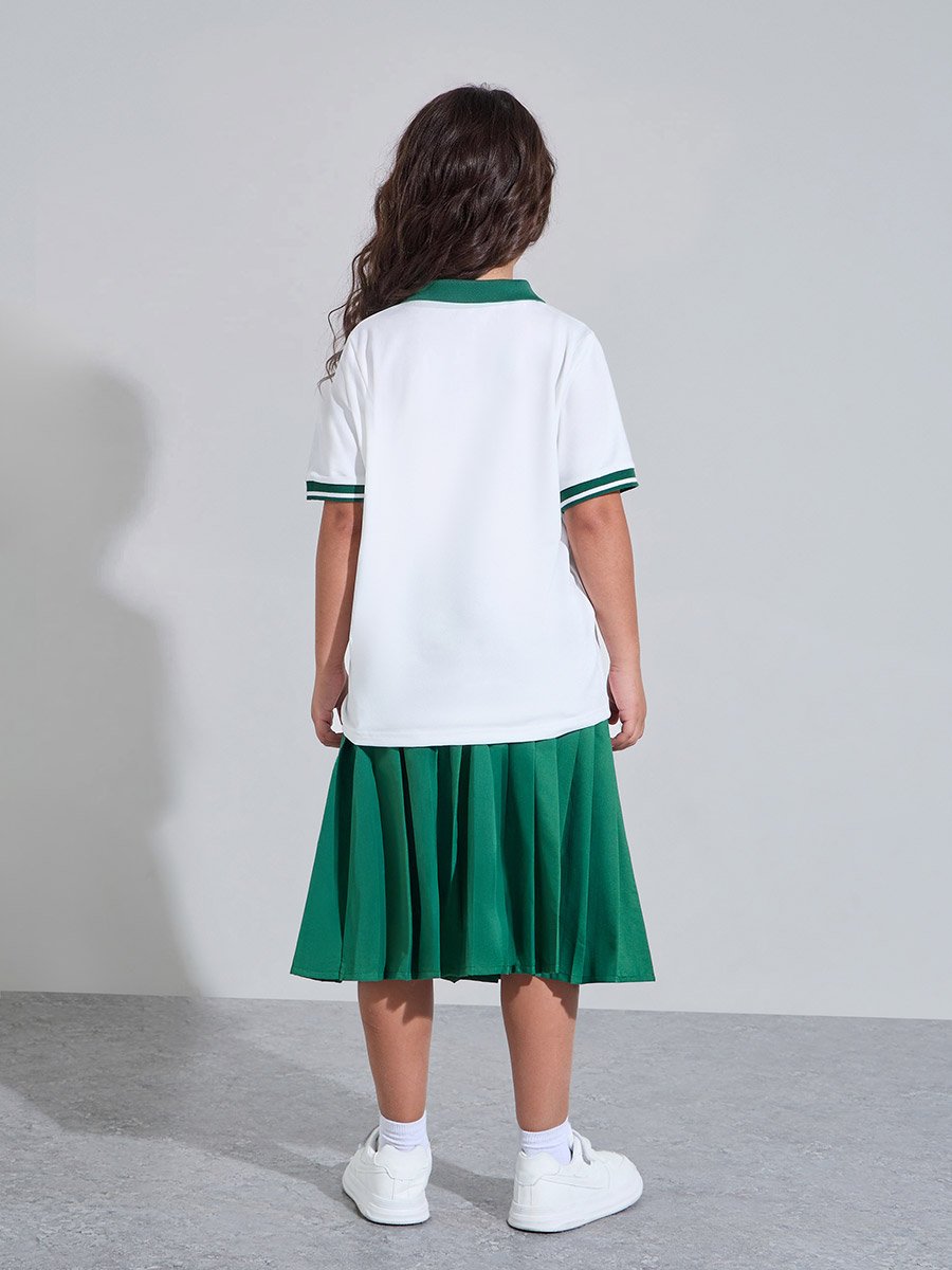 Teen Girls KSA National Day Polo and Pleated Skirt Set