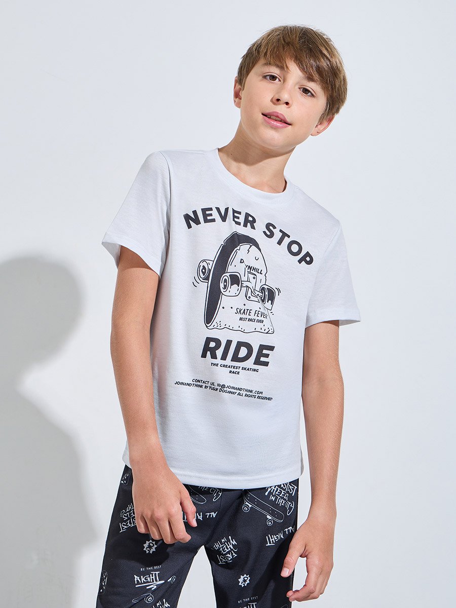 Teen Boys Graphic Print T-Shirt and Cuffed Pants Pyjama Set