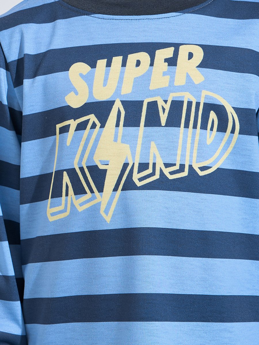 Boys Striped Long Sleeves T-Shirt and Cuffed Pants Pyjama Set