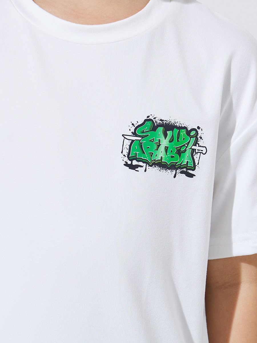 Boys Off White Graphic Print Oversized T-Shirt