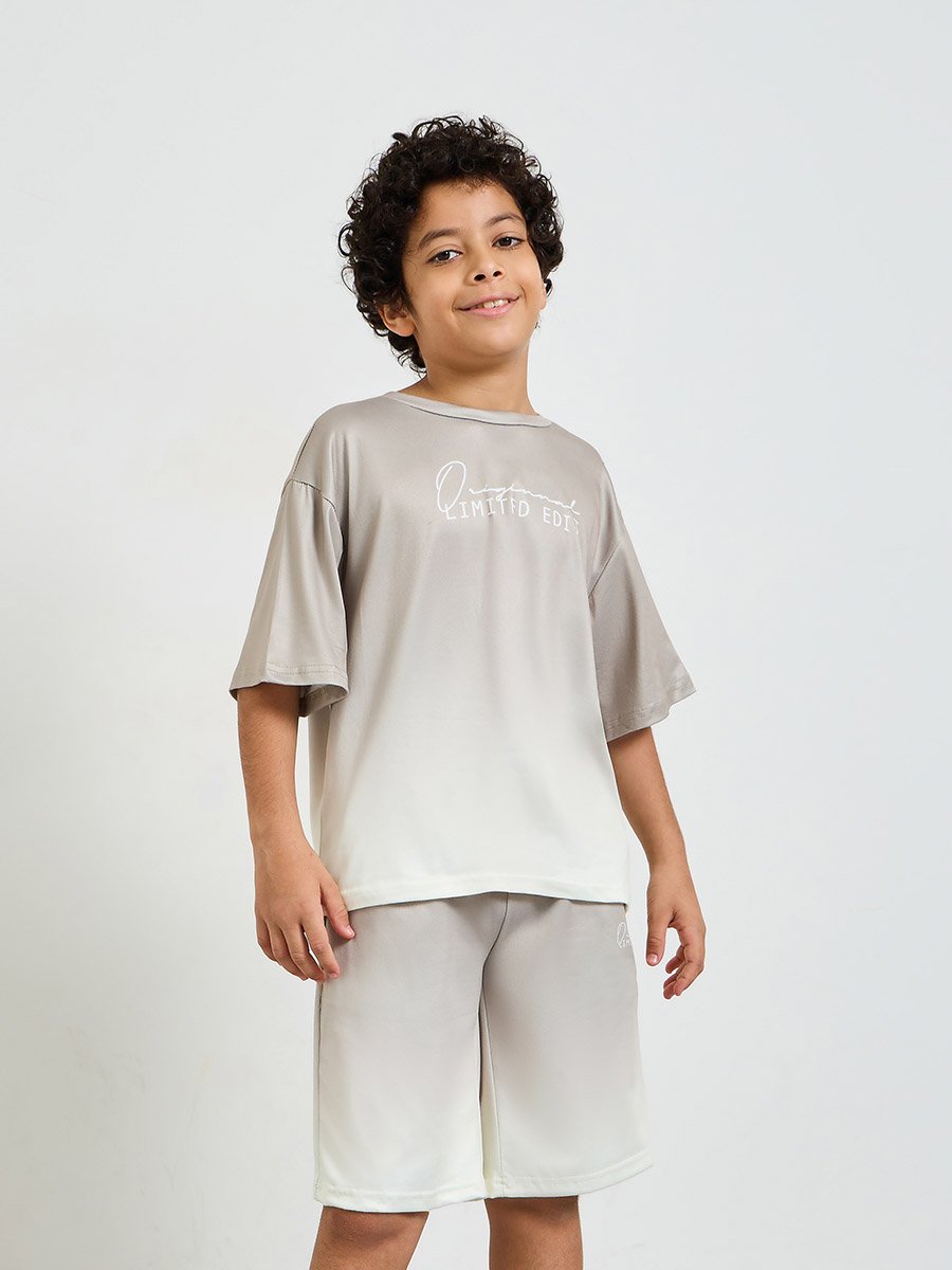 Teen Boys Ombre Slogan Print T-Shirt and Shorts Set