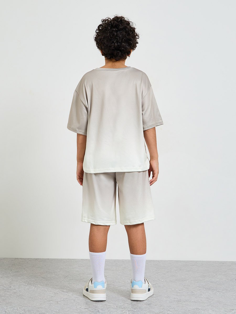 Teen Boys Ombre Slogan Print T-Shirt and Shorts Set