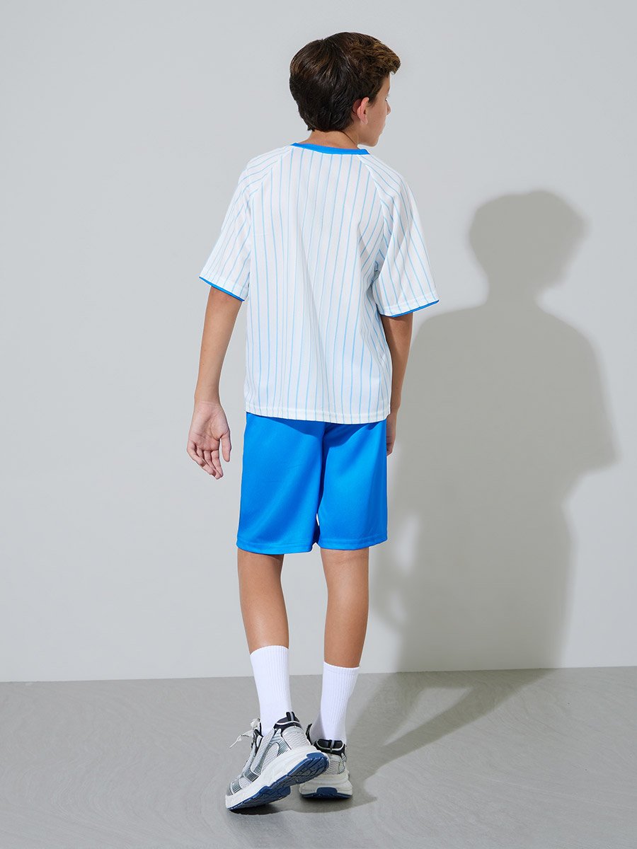 Teen Boys Striped Graphic Print Oversized T-Shirt and Shorts Active Set