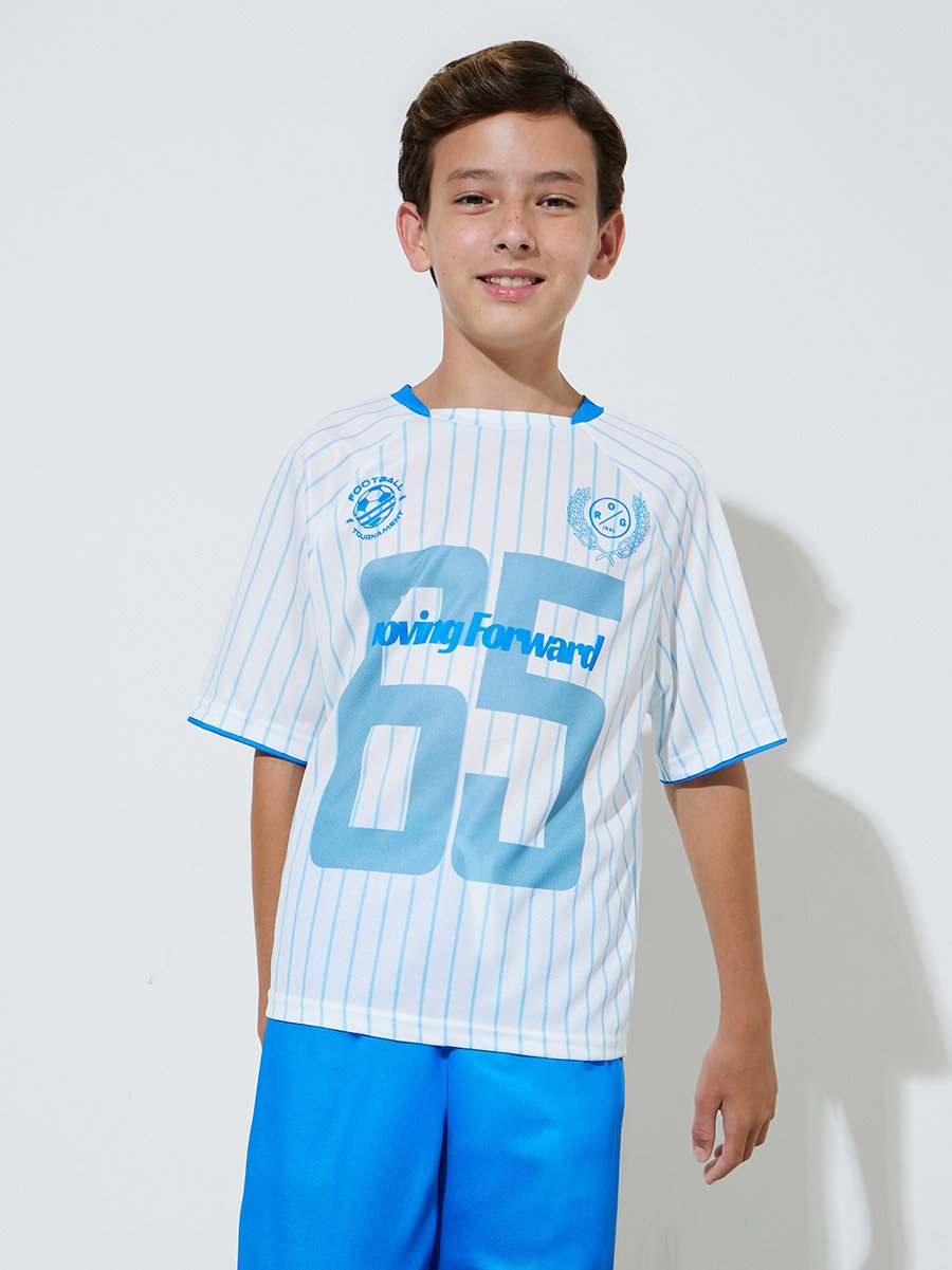 Teen Boys Striped Graphic Print Oversized T-Shirt and Shorts Active Set