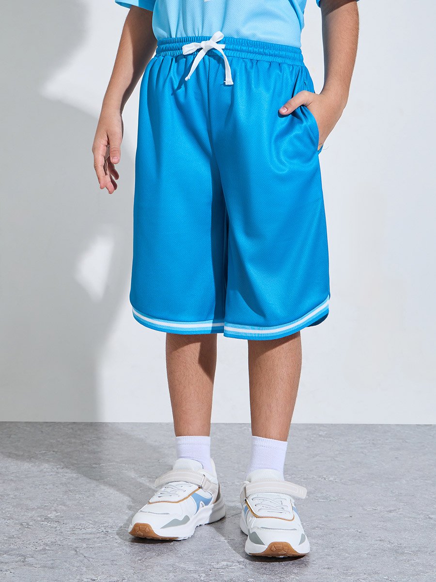 Teen Boys Blue Graphic Print Oversized T-Shirt and Shorts Co-Ord Set