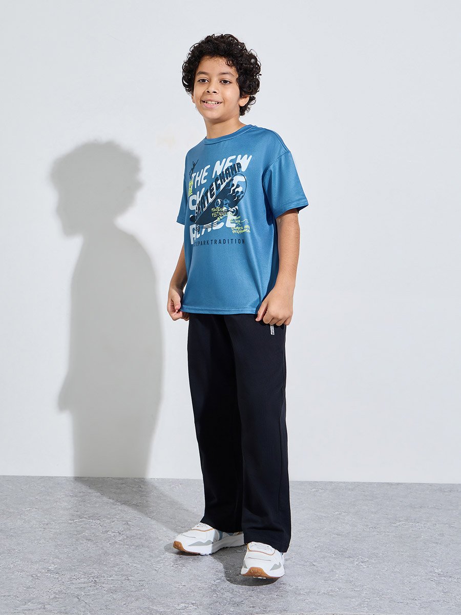 Teen Boys Blue Graphic Print Relaxed T-Shirt