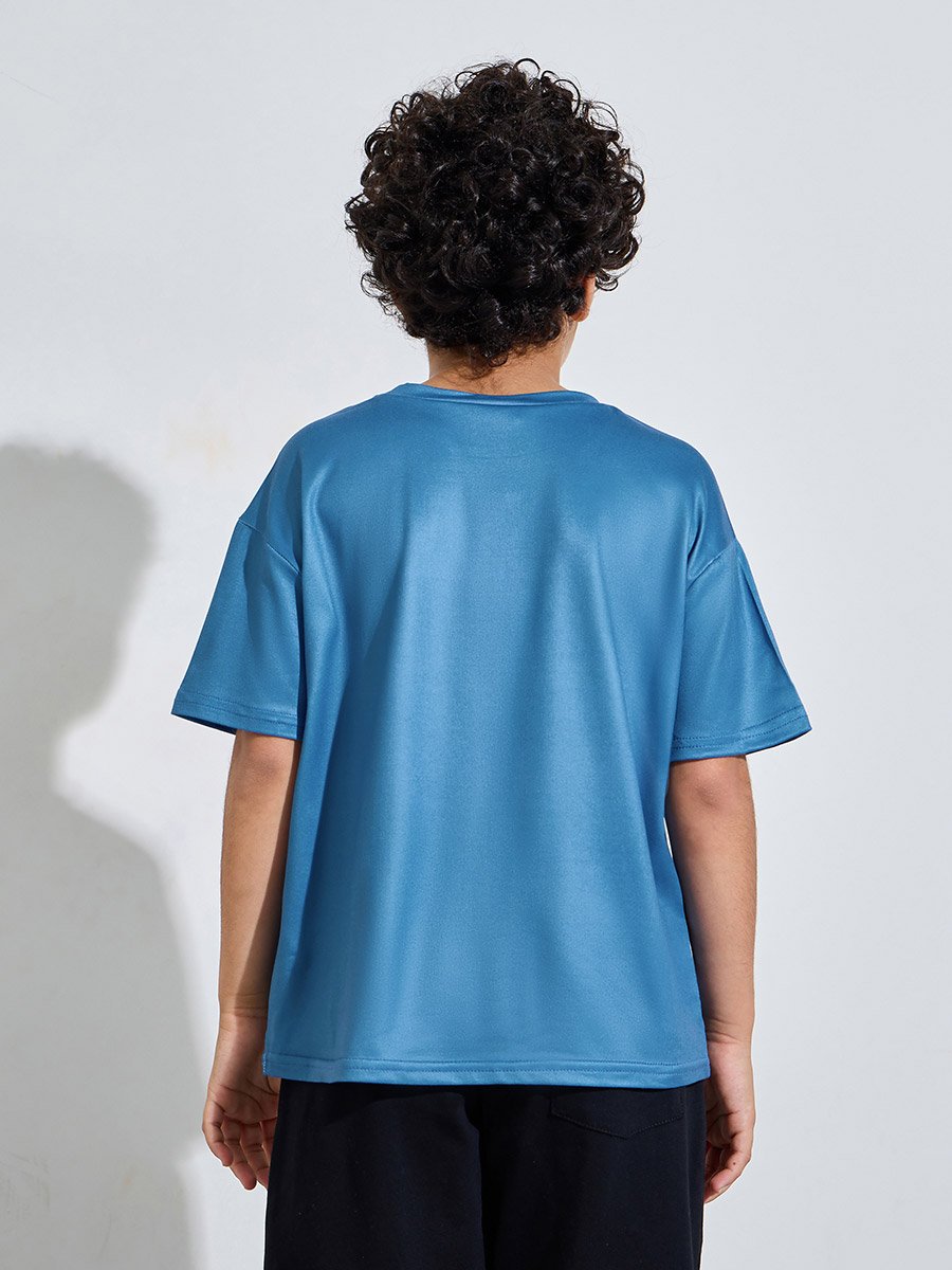 Teen Boys Blue Graphic Print Relaxed T-Shirt