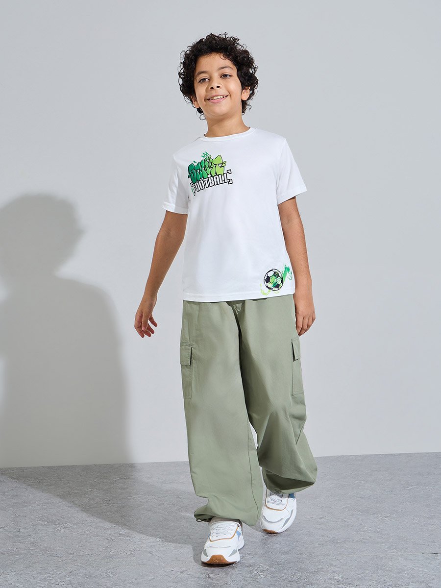Teen Boys White Graphic Print Relaxed T-Shirt