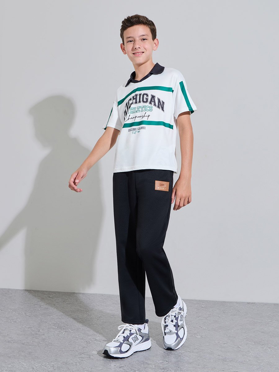 Teen Boys Oversized Polo T-Shirt with Graphic Print