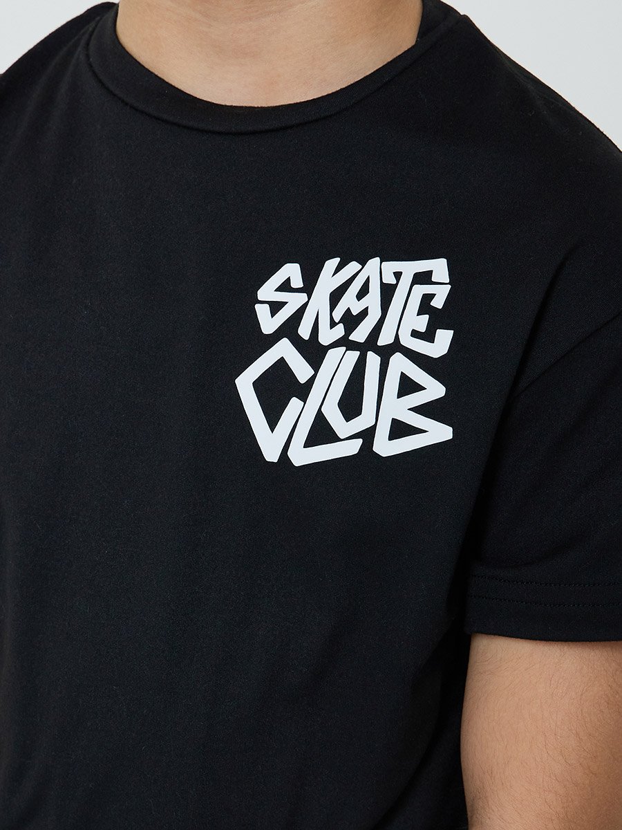 Boys Black Graphic Print Round Neck T-Shirt