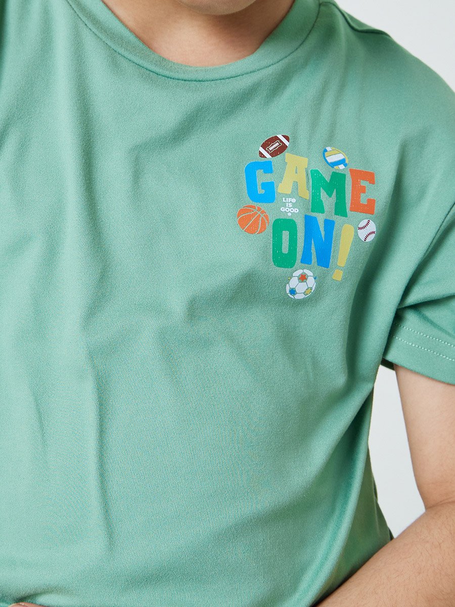 Boys Green Sports Graphic Oversized Fit T-Shirt